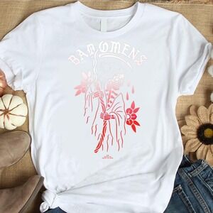 B Omens Logo B Omens Tees White